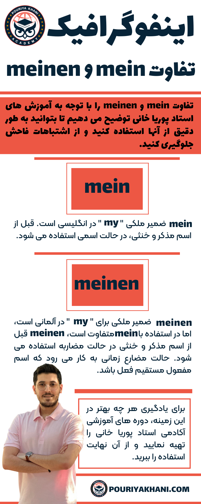 اینفوگرافیک تفاوت mein و meinen